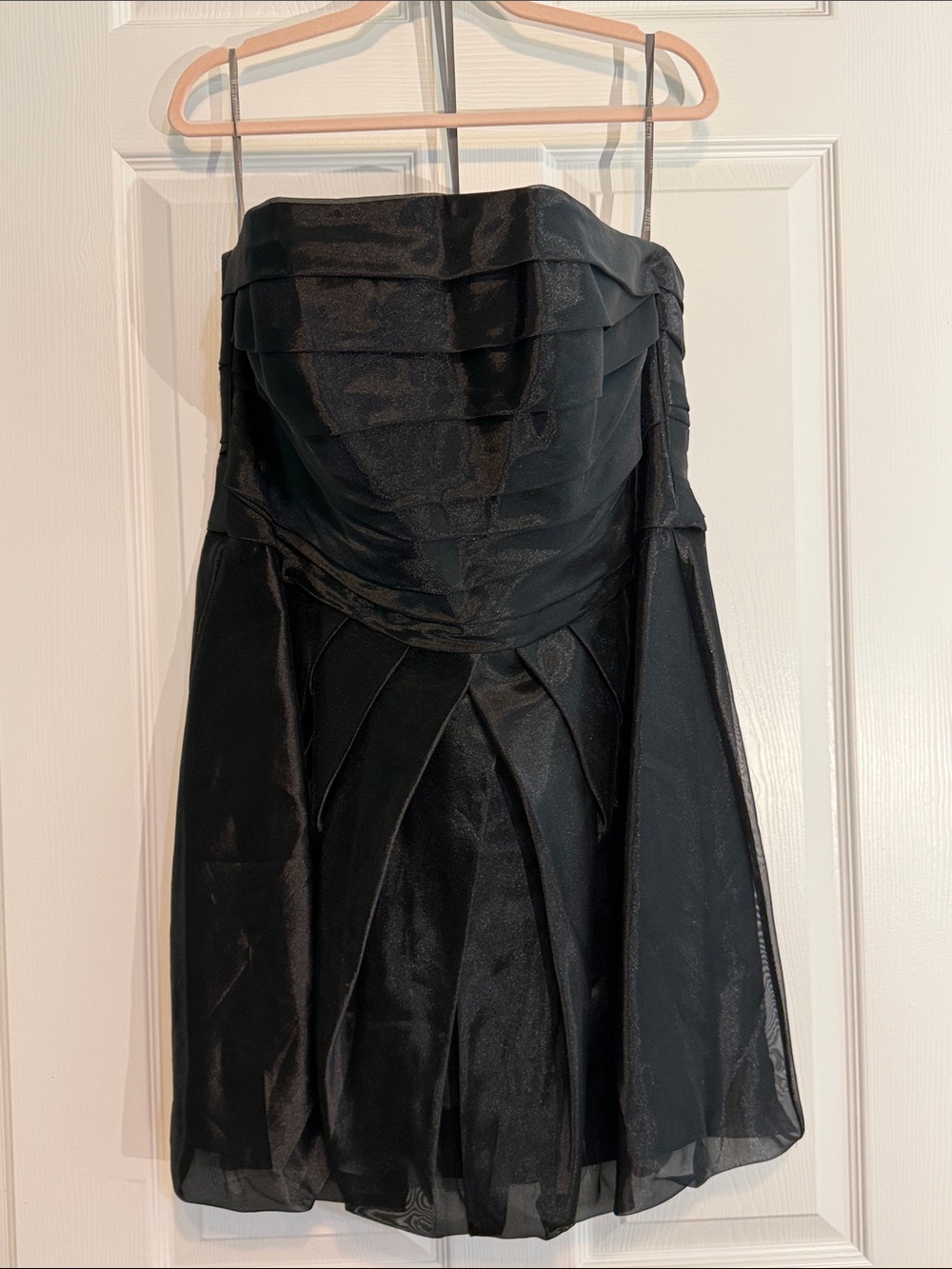 White by Vera Wang Black Strapless Pleated Cocktail Dress